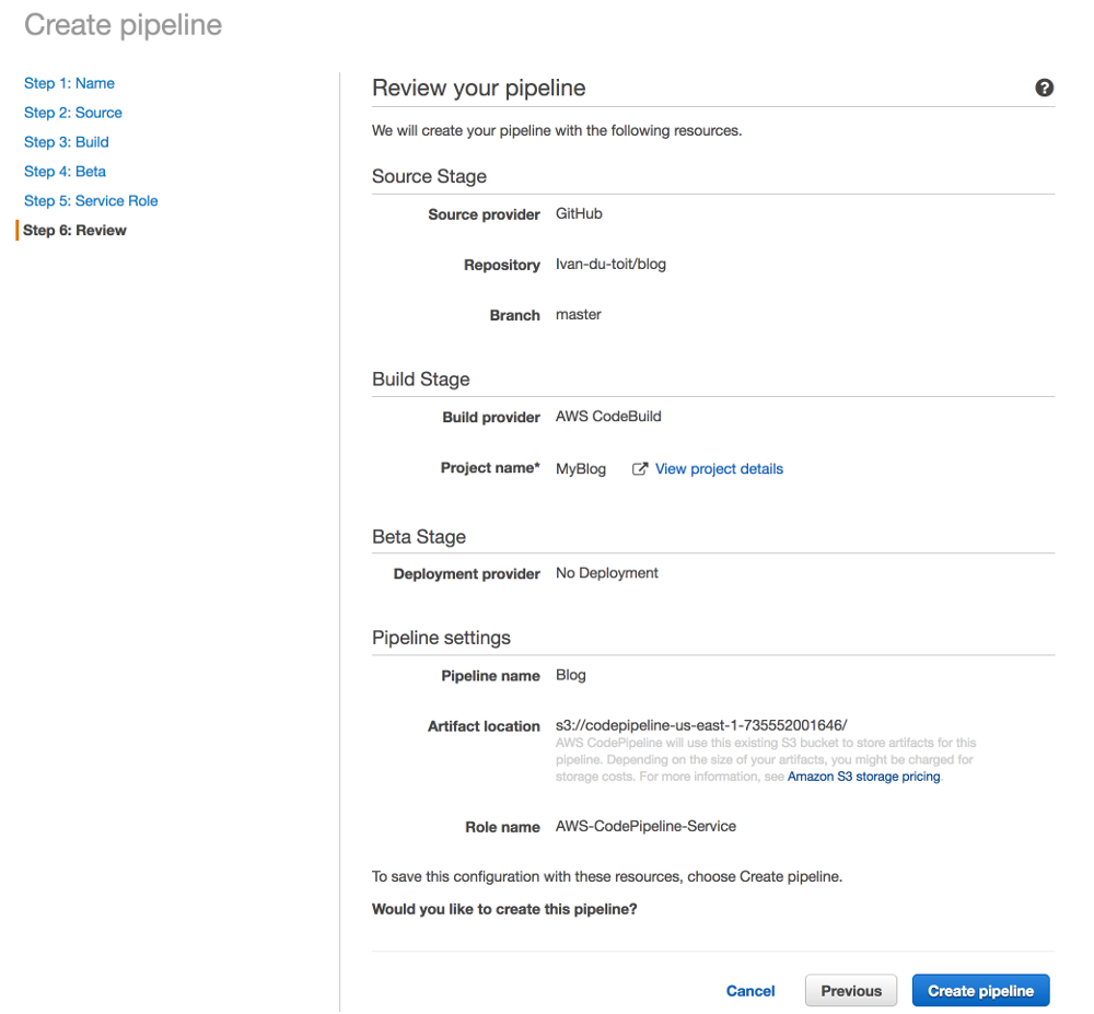 Creating pipeline step 6
